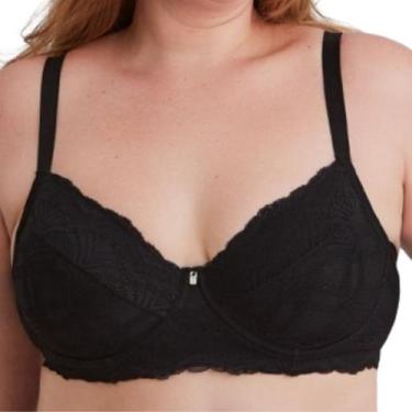 Imagem de Sutiã plus size sem bojo com aro em renda Nayane Rodrigues SP84, Preto