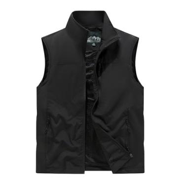 Imagem de Colete De Pesca Respirável De Malha Masculina, Colete Masculino Plus Size Com Zíper E Sem Mangas Para Caça E Pesca Com Bolsos, Jaqueta Trabalho Para Viagem E Fotografia Ao Ar Livre(Black,Medium)