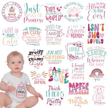 Imagem de Dazoratix Adesivos De Transferência Térmica Para Bebês - 23 Folhas Rosa Prontas Prensar, Transferências Fofas Body, Kit Decoração Faça Você Mesmo Jogos Chá Bebê, Camisetas Festa Revelação Gênero Men