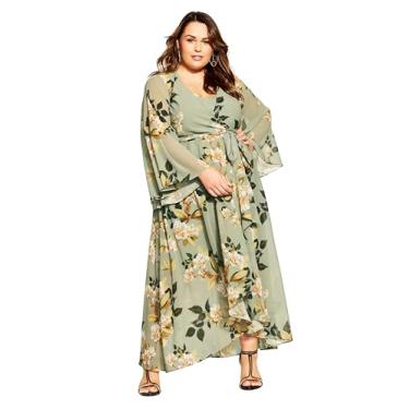 Imagem de City Chic Vestido longo feminino plus size - estampa Fleetwood, Magnólia Floral, 46