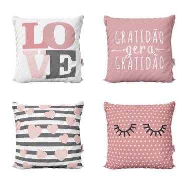 Imagem de Almofadas Decorativas Rosa Love Gratidão Para Sofá 40X40