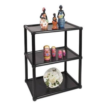 Imagem de Estante Plástica Multiuso 3 Prateleiras Preto