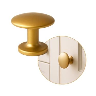 Imagem de Puxador Porta Ponto Dourado Fosco Metal Redondo Móveis Gaveta Guarda Roupa Armário Cozinha Banheiro 1 Furo + Parafuso