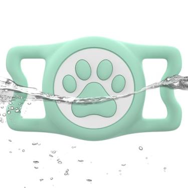 Imagem de WhoseID Suporte para Airtag IP68 Waterpoof para cães, suporte de silicone elástico para Apple Air Tag, para coleira de cachorro e gato, adequado para coleira de todas as larguras (verde)