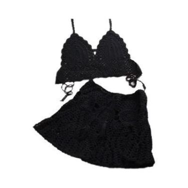 Imagem de Conjunto de Biquíni Feminino de Crochê - Duas Peças com Saída de Praia