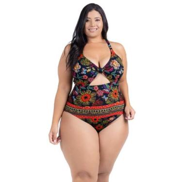 Imagem de Body Plus Size Praia Piscina Com Bojo Reforçado Estampado - HYPE MODAS