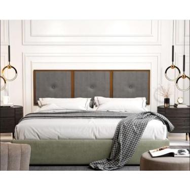 Imagem de Painel Davi Cabeceira Box King 1,95 Detalhe Madeira Suede - Comprar Mó