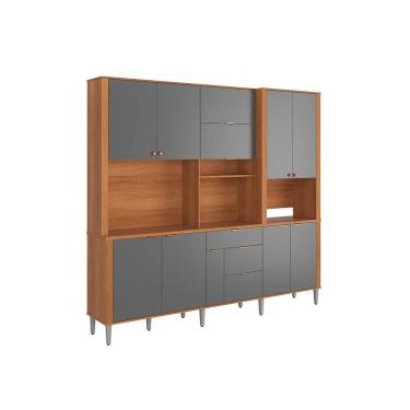 Imagem de Kit Cozinha Astra 2,40m Lukaliam Móveis Compacta 10 Portas e 4 Gavetas