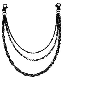 Imagem de Yueton Calça punk para motocicleta, calça jeans, corrente, hip-hop, gótico, rock, chaveiro, metal, várias camadas