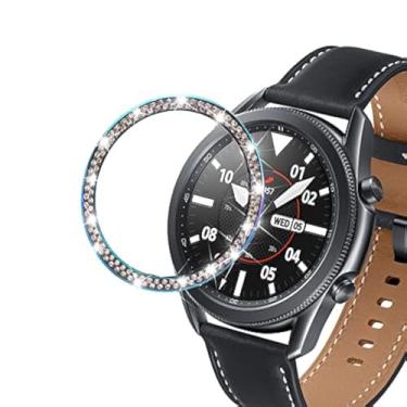 Imagem de DEALELE Capa de moldura compatível com Samsung Galaxy Watch 3 (41 mm), strass brilhante, diamante, aço inoxidável, bisel de metal, anel de substituição para relógio feminino e masculino (arco-íris)