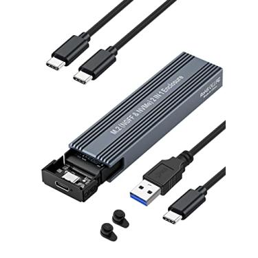 Imagem de V VCOM Adaptador de Gabinete M.2 Nvme Sata Ssd, Usb 3.2 Gen 2 10 Gbps Nvme Pci-E 6 Gbps Sata M-Key/B + M Key Adaptador Externo de Unidade de Estado Sólido com Acabamento Uasp, para Ssds 2242 2260 2280