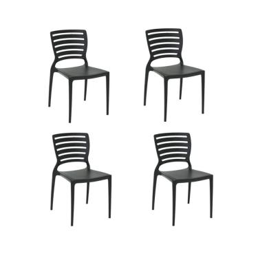 Imagem de Kit 4 Cadeiras Sofia Preta Tramontina Encosto Vazado Horizontal 92237/009