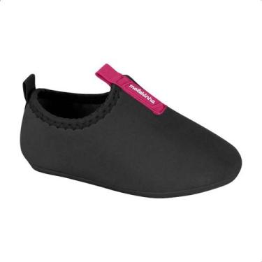 Imagem de Sapatilha Bebê Molekinha Menina Meia Knit Slip On Conforto, Preto lycr