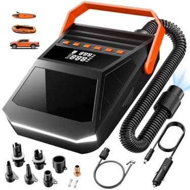 Imagem de Bomba elétrica portátil de 50 PSI de alta pressão com função de desligamento automático/esvaziamento, conector de carro de 12 V CC para carro, inflável, stand up, paddle, barcos, caiaque, motocicleta