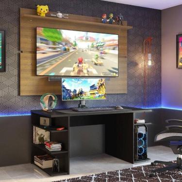 Imagem de Mesa Gamer Madesa e Painel para até 65 Polegadas Preto
