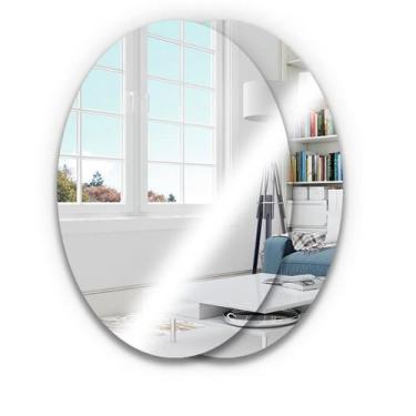Imagem de Espelho Adesivo Acrilico Oval 30x20cm Boa Nitidez Decorativo Sala Banh