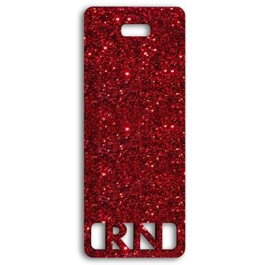 Imagem de Crachá RN estendido Buddy Vertical Bonito Registrado Amigo Colorido e Glitter Acrílico RN Cartão Tamanho Perfeito para ID de Enfermagem Estendida (Glitter Vermelho)
