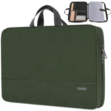 Imagem de Ytonet Bolsa para laptop 17 17,3 polegadas, elegante capa para laptop com alça fina e resistente à água para trabalho, viagens e deslocamento, compatível com notebooks Lenovo HP, Dell, Asus, verde