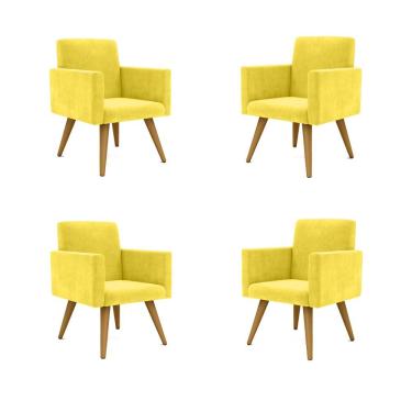 Imagem de Kit 04 Poltronas Decorativa Nina Recepção amarela