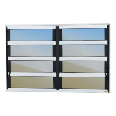 Imagem de Janela De Aluminio Basculante 2 Seções Elite Vidro Reflex 80cm X 200cm Brimak Mix Preto