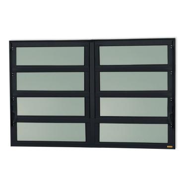 Imagem de Janela De Aluminio Basculante 2 Seções Elite Vidro Boreal 80cm X 200cm Brimak Preto