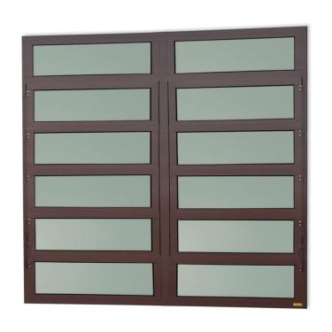 Imagem de Janela De Aluminio Basculante 2 Seções Elite Vidro Boreal 120cm X 120cm Brimak Corten