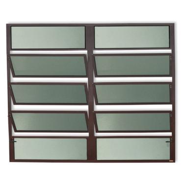 Imagem de Janela De Aluminio Basculante 2 Seções Plus Vidro Boreal 100cm X 150cm Brimak Corten