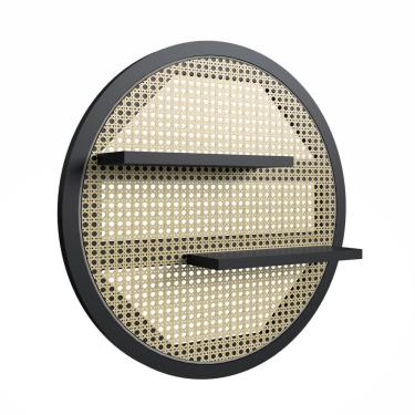 Imagem de Nicho Redondo Madeira Maciça Floema Artemobili Preto Lavado