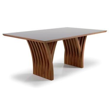 Imagem de Mesa Yady 180 Vidro Off White Acabamento Castanho