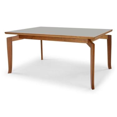 Imagem de Mesa Bella 180 Vidro Off White Acabamento Castanho