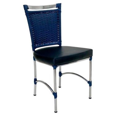 Imagem de Cadeira Em Alumínio E Fibra Sintética Jk Cozinha Edícula Azul Dark E Nautico Preto