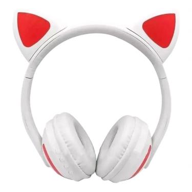 Imagem de Headphone Bluetooth Com Orelhas De Gato E Iluminação Led Fone Sem Fio De Gatinho Branco