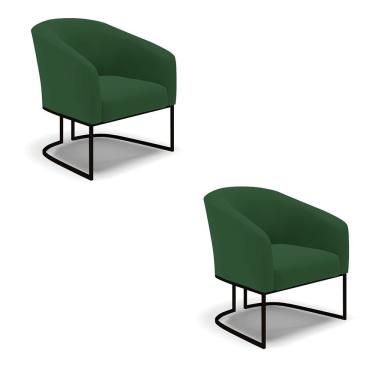 Imagem de Cadeira Sala De Jantar Base Industrial Preto Kit 2 Stella Veludo D03 - D'rossi Cor Verde