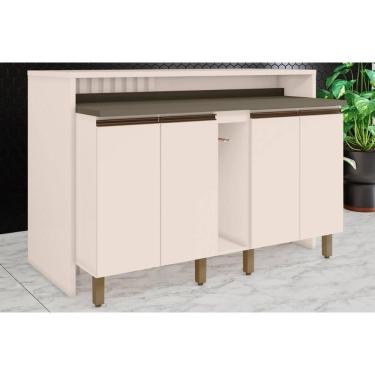 Imagem de Bancada Ilha Cozinha Gourmet Connect C/ 4 Portas 145cm Off White - Henn