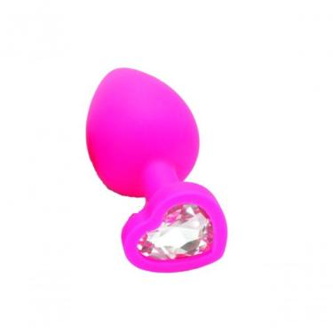 Imagem de Plug Anal 7x3cm Em Silicone Base De Coração Com Pedra - Lovetoys - Rosa