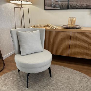 Imagem de Poltrona Lynn Giratória - Tecido Linho Safira Gelo