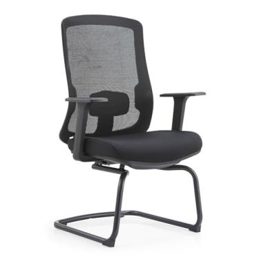 Imagem de Conjunto com 2 Unidades de Cadeira de Escritório BlumeOffice BLM191, Fixa Tipo Ski Preta ou Cromada, Encosto em Tela (Preta/Preta)