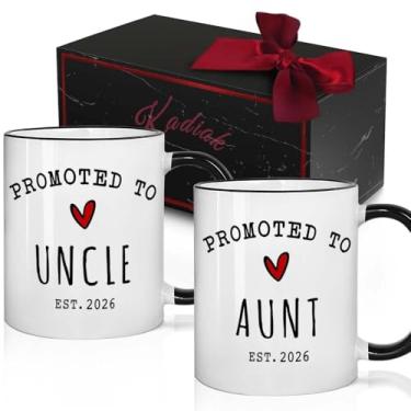 Imagem de Kadiak Conjunto de canecas Promoted to Aunt & Uncle 2025, presentes de caneca de anúncio de gravidez, presentes de caneca de anúncio de revelação de gravidez, presente de tio e tia pela primeira vez,