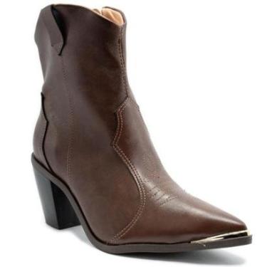 Imagem de Bota Vizzano Cano Médio Salto Bloco Feminina - Marrom - 38-Feminino