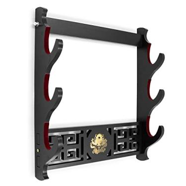 Imagem de Ekkhysis Suporte De Parede Para Espada Criaturas Lendárias, Katana, Cabide Exibição Samurai Tanto, Sabre Luz, Lâmina Cosplay, Tanjirou, Arma Demônios (Loong 3 Camadas)