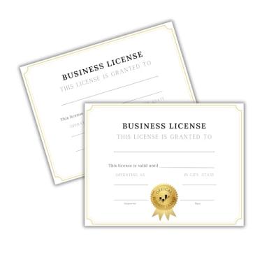 Imagem de Certificado de Operação de Licença Comercial Pacote com 50 21,6 x 28 cm de Bom Permanente Dourado Branco para Moldura no Escritório Valid Date LLC Owner Performance Award
