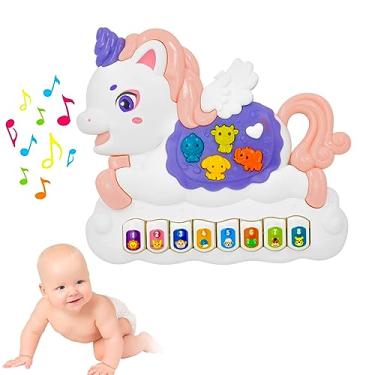 Imagem de Teclado Piano Infantil Unicórnio – Brinquedo Musical Interativo com Sons Divertidos, Luzes Coloridas e Desenvolvimento Sensorial para Bebês e Crianças