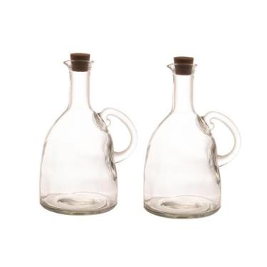 Imagem de Conjunto 2 Galheteiros De Cozinha Azeiteiros Em Vidro com Tampa Rolha 