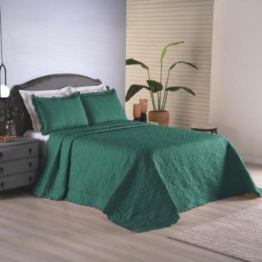 Imagem de Colcha Tamanho King Size Moderna Com 3 Peças Cor Verde Lisa - EMPÓRIO 
