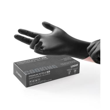 Imagem de Luvas de nitrilo descartáveis LANON Food Safe Black Medium - LANON Pro