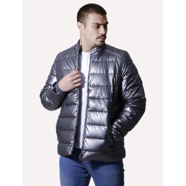 Imagem de Jaqueta Victory Eagle Masculina Metalizada Puffer Cinza, XL/GG, Cinza