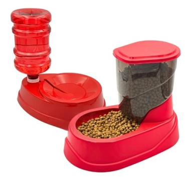 Imagem de Kit Comedouro e Bebedouro Automático para Cachorro Cães e Gatos Anti Formiga (KIT FOUR PLASTIC - VERMELHO)