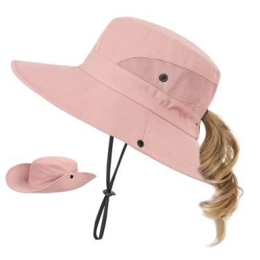 Imagem de Chapéu de sol Century Star Kids Ponytail UPF 50+ rosa sólido 8-12T