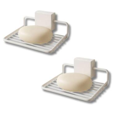 Imagem de Suporte de Sabonete para Parede, Kit 2 Unidades, Aço, para Box e Lavabo (Branco)