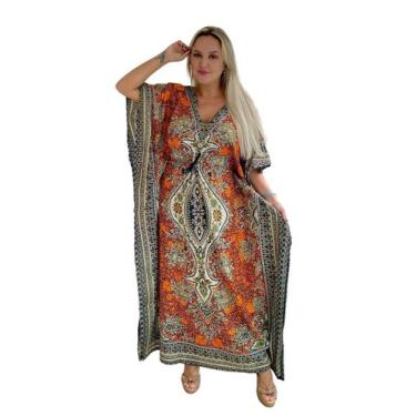 Imagem de Vestido Kaftan Indiano Longo Estampado Plus Size - Cod. 1207 - ALÉCI F